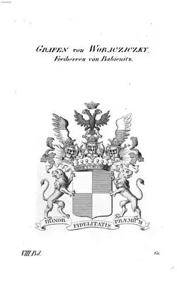 Znak hrabat Voračičkých, pánů z Paběnic, z let 1846–1865