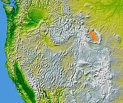 Umístění Bighornské pánve na mapě severozápadu Spojených států