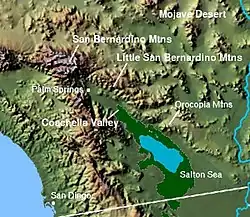 Little San Bernardino Mountains na mapě Jižní Kalifornie
