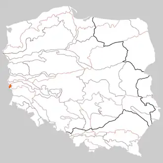 Znázornění oblasti na mapě Polska