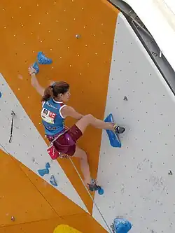 Jana Čerešněva v semifinále ME 2013 v lezení na obtížnost, Chamonix