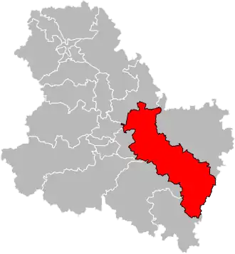 Kanton na mapě departementu Yonne