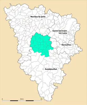 Kanton na mapě departementu Yvelines