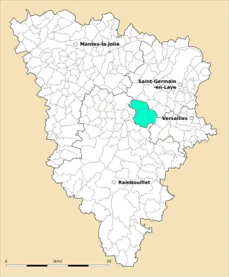 Kanton na mapě departementu Yvelines