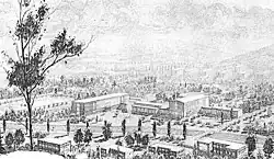 Kresba školy od akademického malíře Františka Peňáze