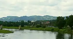 Panorama Sedmihoří z Tyršova mostu v Děčíně