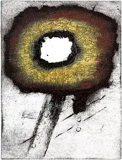 Zvuk flétny, kombinovaná technika 32x24 cm (1965)