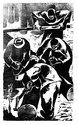 z cyklu Lidé a země, dřevoryt, 1962