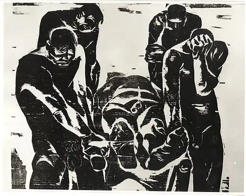 z cyklu Práce, dřevoryt, 1965