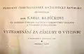 Vyznamenání Za zásluhy o výstavbu – udělovací dekret