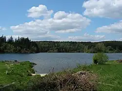 Pohled k ústí Blažejovického potoka od kostela v Zahrádce