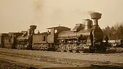 Přípřež lokomotiv řady 73 kkStB (414.0 ČSD) na nákladním vlaku, Zakopané, okolo 1900