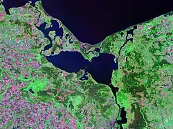 Satelitní snímek Štětínského zálivu