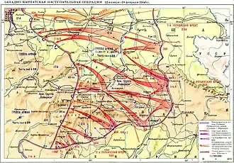 Sovětská mapa Západokarpatské operace