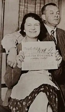 Zdena Bočková s manželem Bohumilem Bočkem na rodinné oslavě manželů Pouznarových