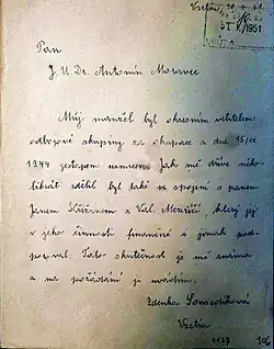 Svědectví Zdenky Sousedíkové, manželky odbojáře Josefa Sousedíka (30. ledna 1951)