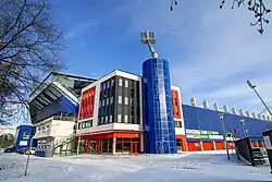 Jihozápadní roh stadionu s věží (2015)