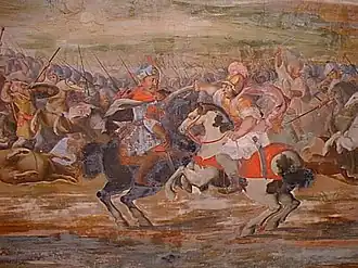 Jaroslav ze Šternberka vítězí nad Tatary (freska na zámku Zelená Hora)