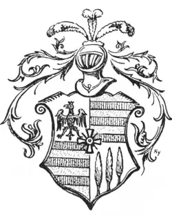 Historický znak Lidického dvora na kresbě Josefa Kyliese