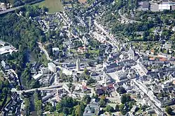 Letecký pohled na centrum města v roce 2018