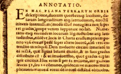 Oronce Fine 1536 Annotatio